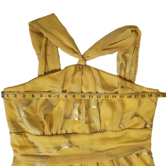 LE CHATEAU Yellow Halter Chiffon Knee-Length Cocktail Dress Size XXL - Picture 5 of 11